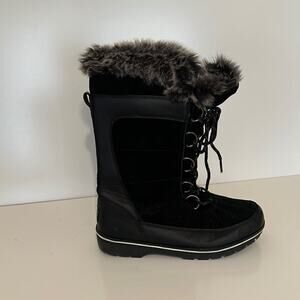 Champion C9 Ruthie Tall Black Leather Winter Boot With Faux Fur Lining Size 10